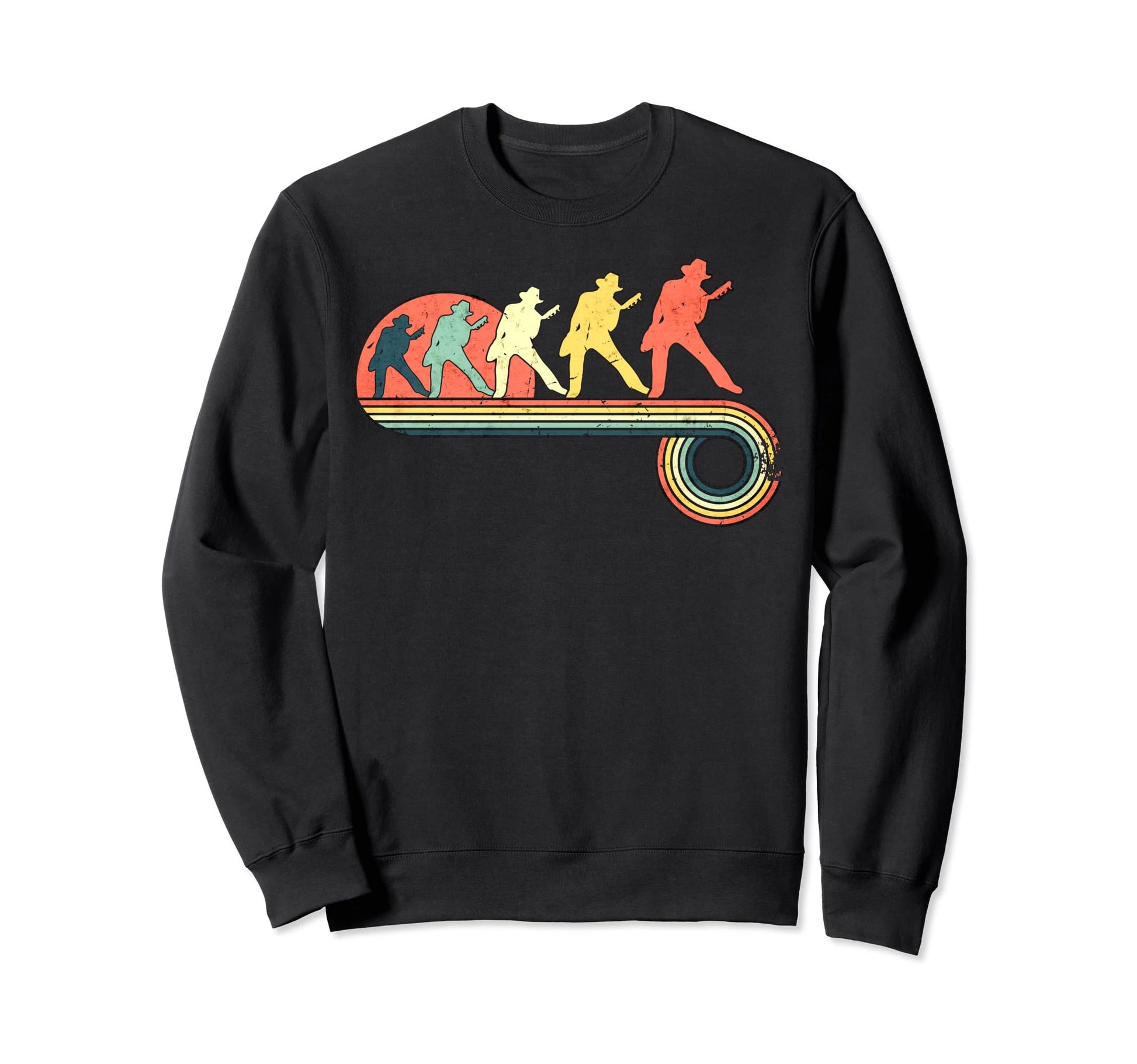Guitar Rock Dude Sunset Rainbow Sweatshirt - Graphic Print Men Women - T-Shirt, Sweatshirt, Hoodie