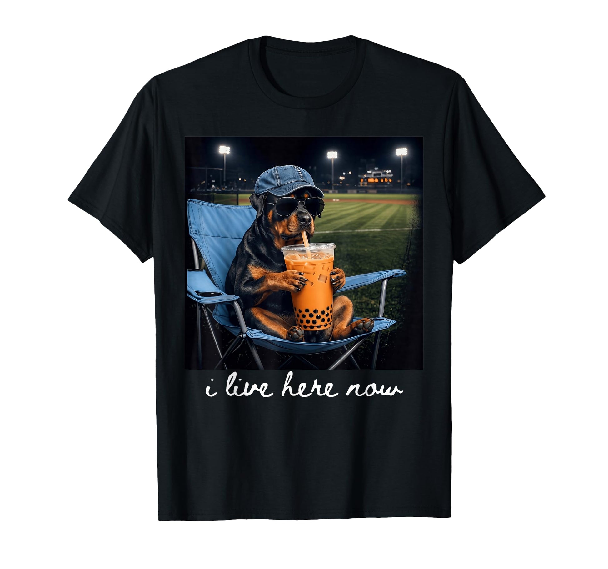Rottweiler Drink Iced Coffee Baseball T-Shirt - Unique Graphic Men Women - T-Shirt, Sweatshirt, Hoodie