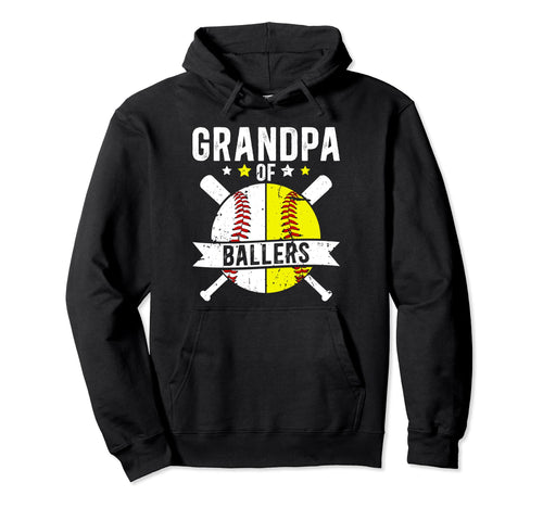 Grandpa Ballers Softball Baseball Hoodie - Novelty Apparel for Adults - T-Shirt, Sweatshirt, Hoodie
