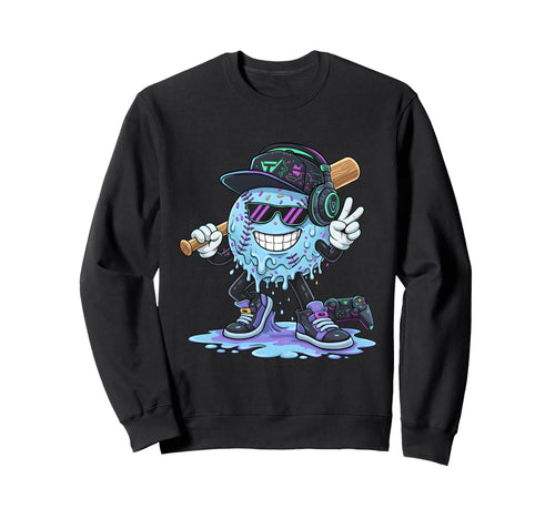 Baseball Drip Ice Cream Gaming Sweatshirt - Aesthetic Graphic Men Women - T-Shirt, Sweatshirt, Hoodie