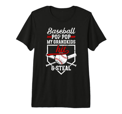 Mens Baseball Pop Pop Grandpa Funny T-Shirt - Custom Art Print Men Women - T-Shirt, Sweatshirt, Hoodie