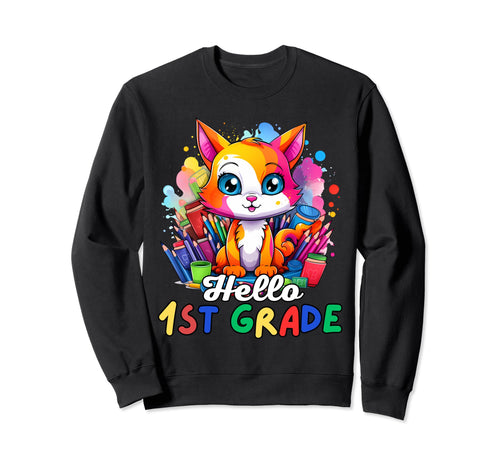 Hello 1St Grade Back To School Sweatshirt - Aesthetic Graphic for Adults - T-Shirt, Sweatshirt, Hoodie