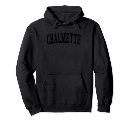 Chalmette La Distressed Black Varsity Hoodie - Novelty Apparel Men Women - T-Shirt, Sweatshirt, Hoodie