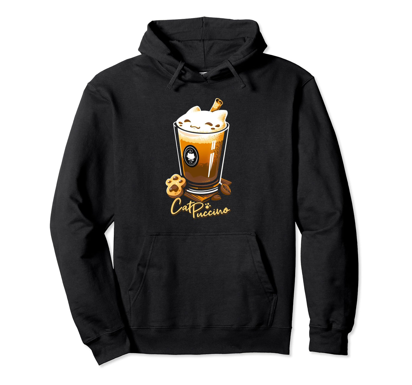Cat Boho Puccino Funny Coffee Cat Cup Hoodie - Graphic Print for Adults - T-Shirt, Sweatshirt, Hoodie