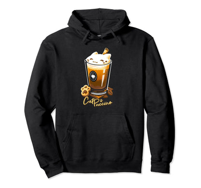 Cat Boho Puccino Funny Coffee Cat Cup Hoodie - Graphic Print for Adults - T-Shirt, Sweatshirt, Hoodie