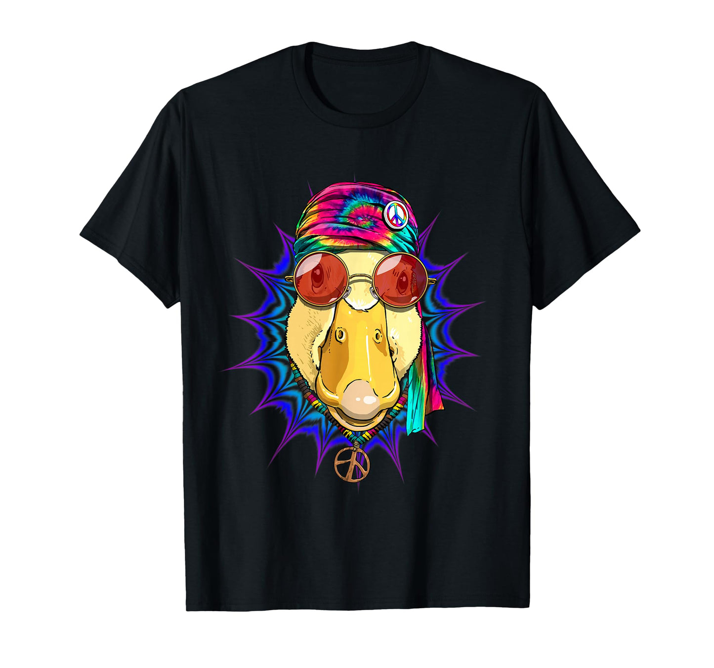 Tie Dye Hippie Duck Hippiness Peace T-Shirt - Minimalist Print for Adults - T-Shirt, Sweatshirt, Hoodie