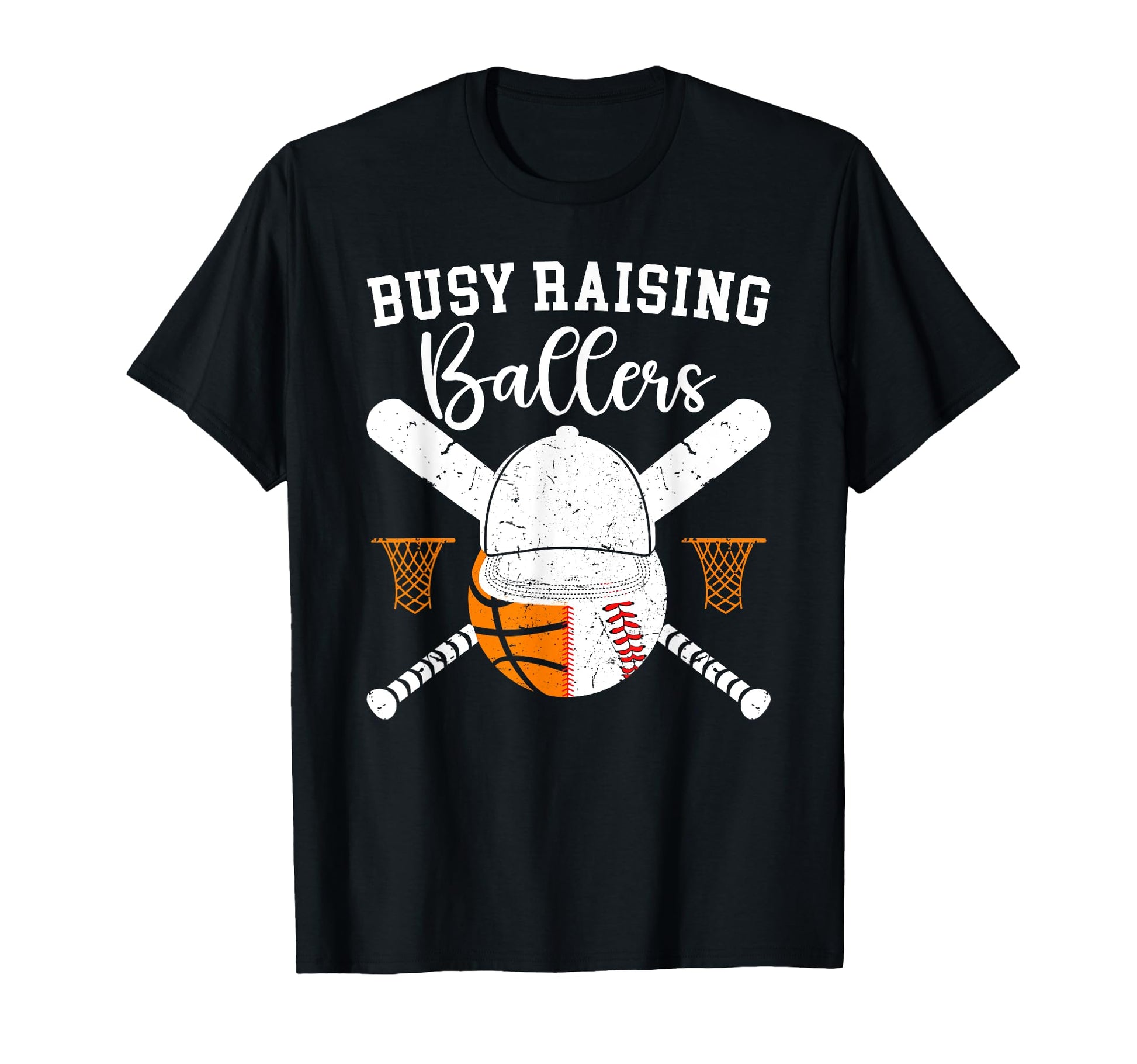 Busy Raising Ballers Basketball Baseball T-Shirt - Minimalist Print Unisex - T-Shirt, Sweatshirt, Hoodie