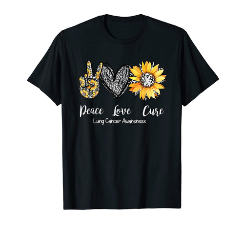Daisy Peace Love Cure Lung Cancer T-Shirt - Minimalist Print Unisex - T-Shirt, Sweatshirt, Hoodie