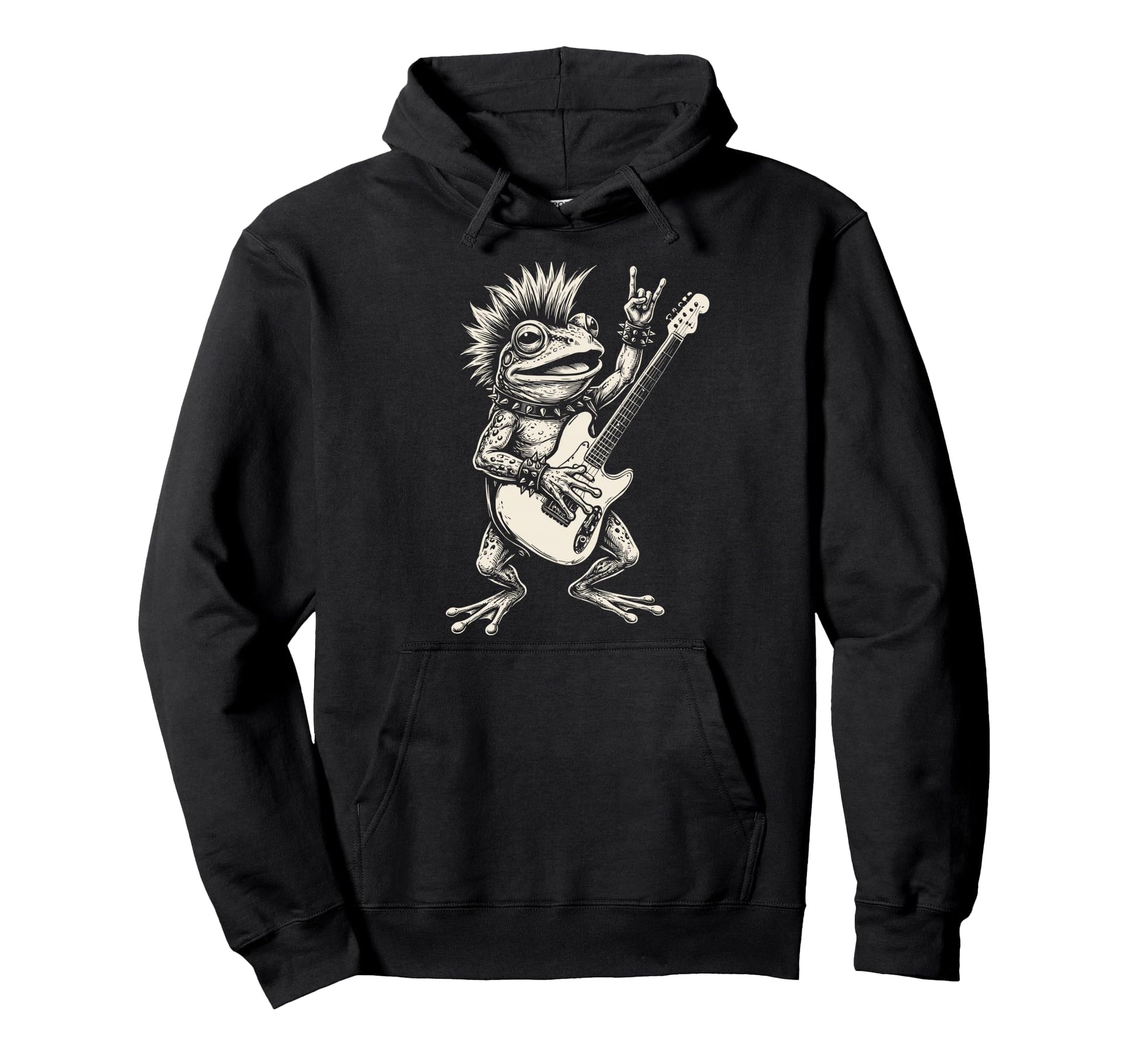 Funny Frog Playing Guitar Rock And Hoodie - Aesthetic Graphic Men Women - T-Shirt, Sweatshirt, Hoodie