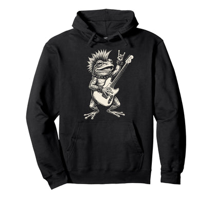 Funny Frog Playing Guitar Rock And Hoodie - Aesthetic Graphic Men Women - T-Shirt, Sweatshirt, Hoodie