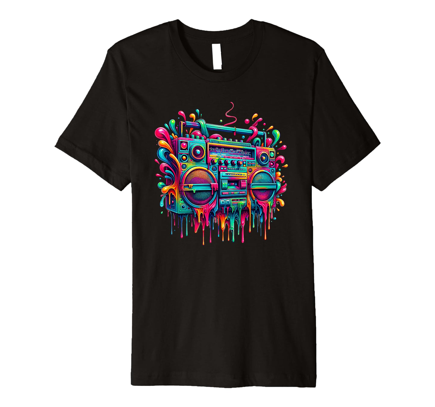 Dripping Paint Boombox Old T-Shirt - Casual Everyday Wear for Adults - T-Shirt, Sweatshirt, Hoodie