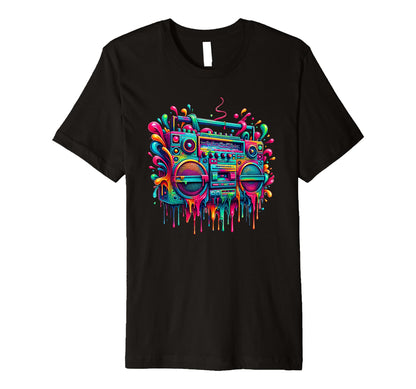 Dripping Paint Boombox Old T-Shirt - Casual Everyday Wear for Adults - T-Shirt, Sweatshirt, Hoodie