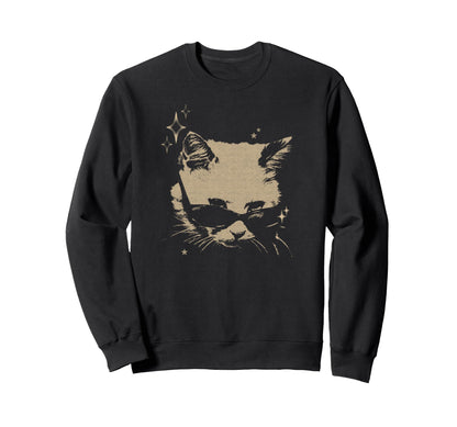 Y2K Cat Sunglasses 90S 2000S Grunge Sweatshirt - Custom Art Print Men Women - T-Shirt, Sweatshirt, Hoodie