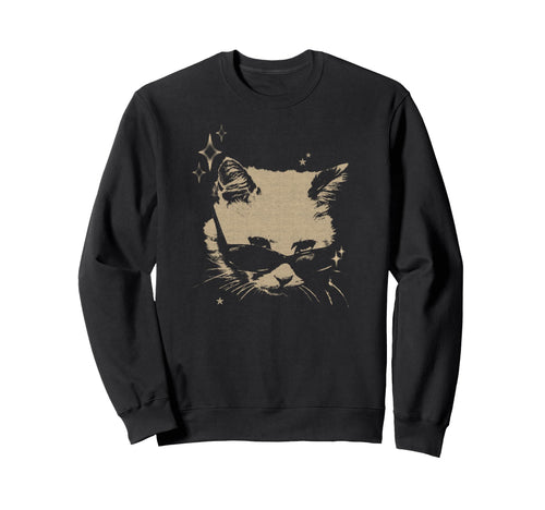 Y2K Cat Sunglasses 90S 2000S Grunge Sweatshirt - Custom Art Print Men Women - T-Shirt, Sweatshirt, Hoodie