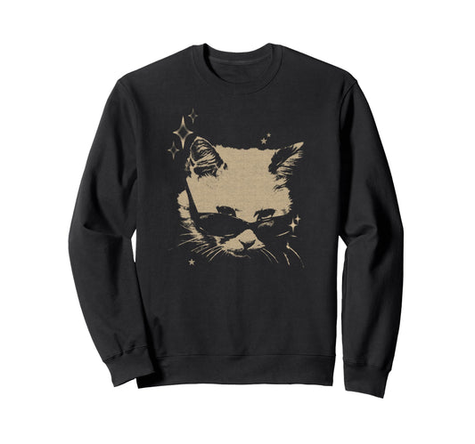 Y2K Cat Sunglasses 90S 2000S Grunge Sweatshirt - Custom Art Print Men Women - T-Shirt, Sweatshirt, Hoodie