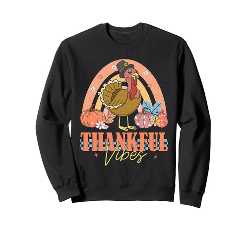 Thankful Vibes Funny Turkey Rainbow Sweatshirt - Trendy Graphic for Adults - T-Shirt, Sweatshirt, Hoodie