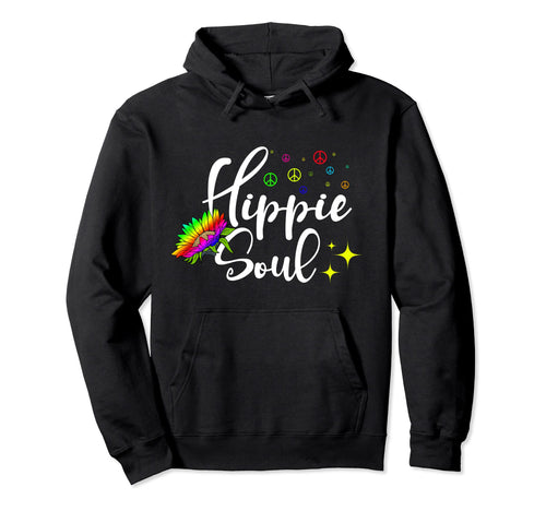 Hippie Soul Love Peace Rainbow Hoodie - Aesthetic Graphic for Adults - T-Shirt, Sweatshirt, Hoodie