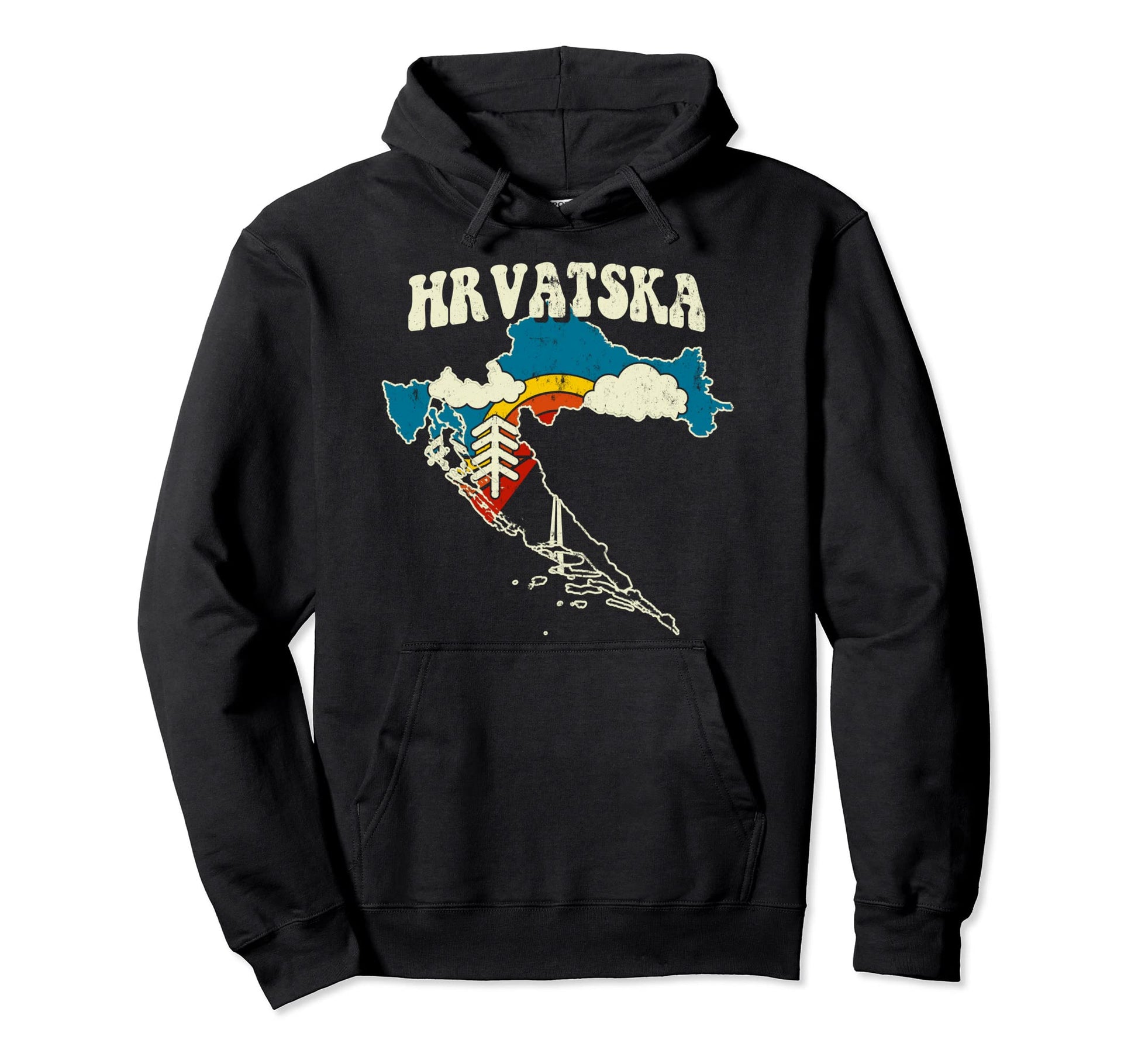 Croatia Croatian Country Rainbow 70S Hoodie - Aesthetic Graphic Men Women - T-Shirt, Sweatshirt, Hoodie