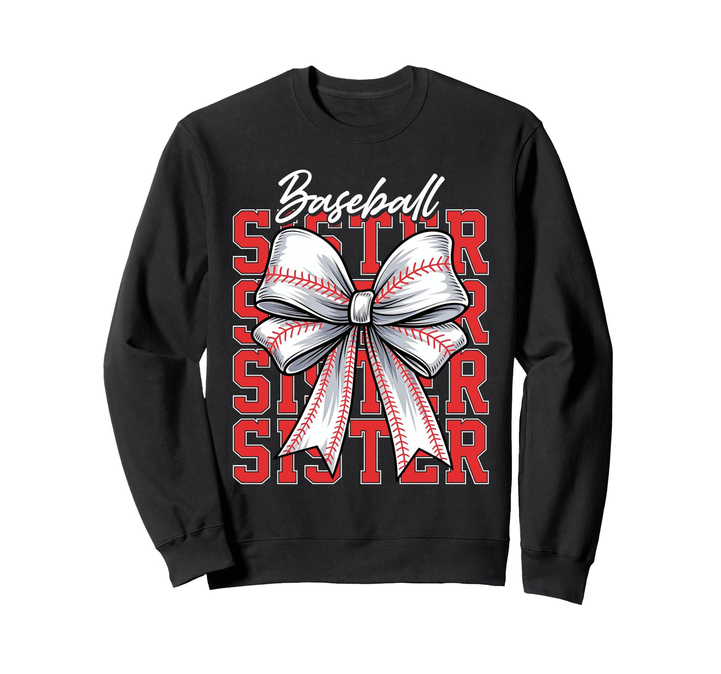 Sister Baseball Coquette Bow Sweatshirt - Fun Novelty Design for Adults - T-Shirt, Sweatshirt, Hoodie