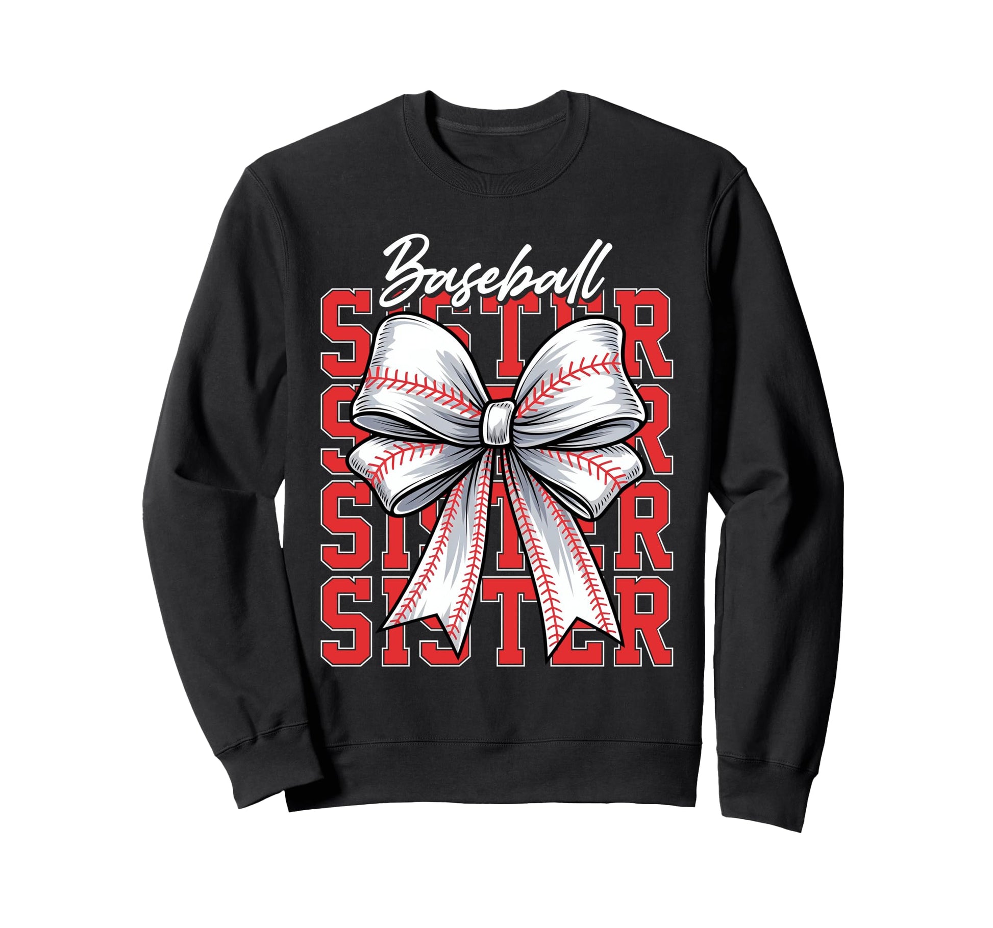 Sister Baseball Coquette Bow Sweatshirt - Fun Novelty Design for Adults - T-Shirt, Sweatshirt, Hoodie