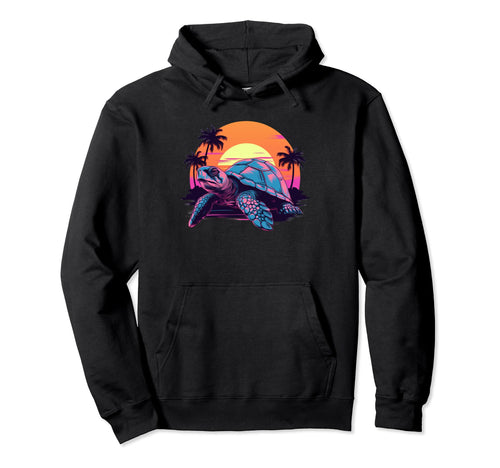 Vaporwave Turtle I Aesthetic Turtle Hoodie - Graphic Print Unisex - T-Shirt, Sweatshirt, Hoodie
