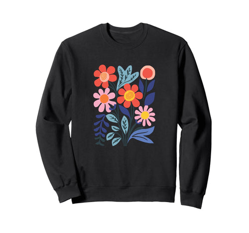 Modern Boho Colorful Floral Abstract Sweatshirt - Unique Graphic Unisex - T-Shirt, Sweatshirt, Hoodie