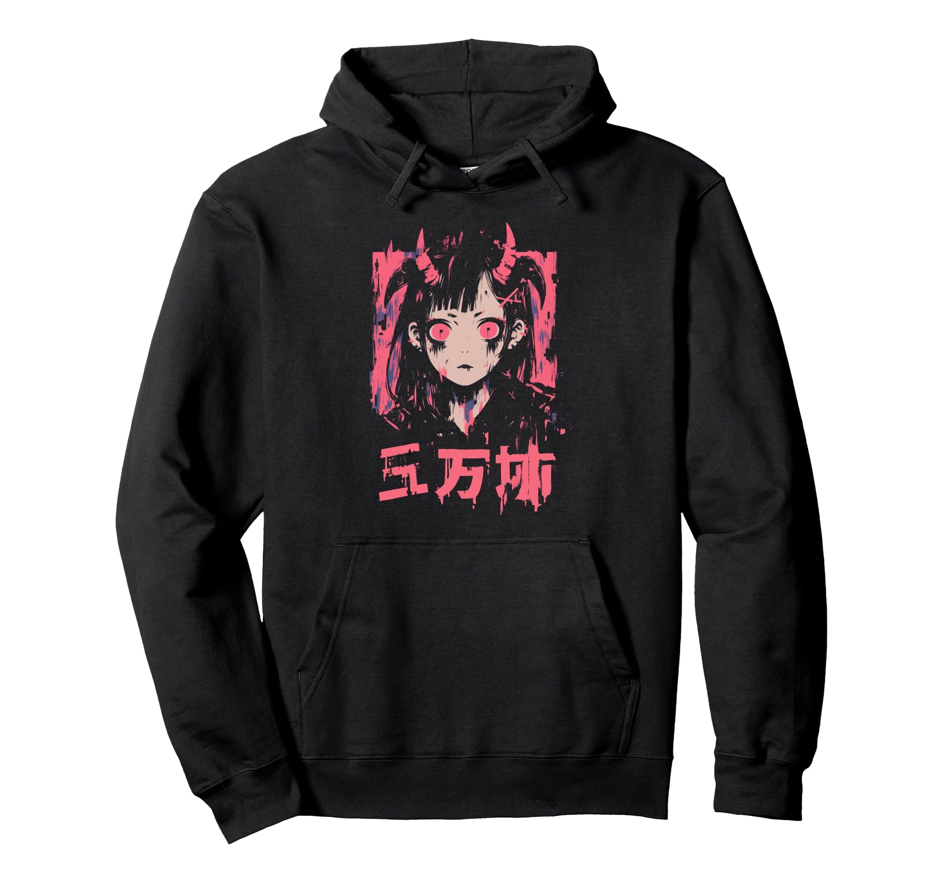Goth Grunge Demon Anime Waifu Horror Hoodie - Custom Art Print Men Women - T-Shirt, Sweatshirt, Hoodie