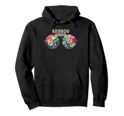 Rainbow Warrior Floral Hippie Hoodie - Casual Everyday Wear Unisex - T-Shirt, Sweatshirt, Hoodie