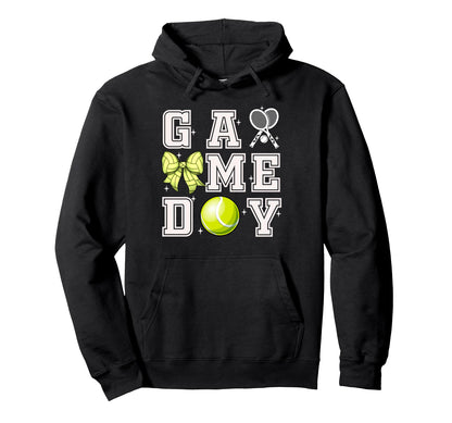 Tennis Coquette Bow Gameday Cheer Mom Hoodie - Custom Art Print Men Women - T-Shirt, Sweatshirt, Hoodie