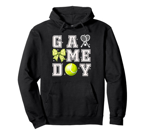 Tennis Coquette Bow Gameday Cheer Mom Hoodie - Custom Art Print Men Women - T-Shirt, Sweatshirt, Hoodie