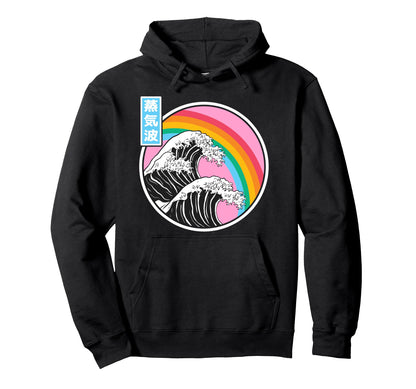 Great Wave Off Kanagawa Rainbow Japanese Hoodie - Unique Graphic Unisex - T-Shirt, Sweatshirt, Hoodie