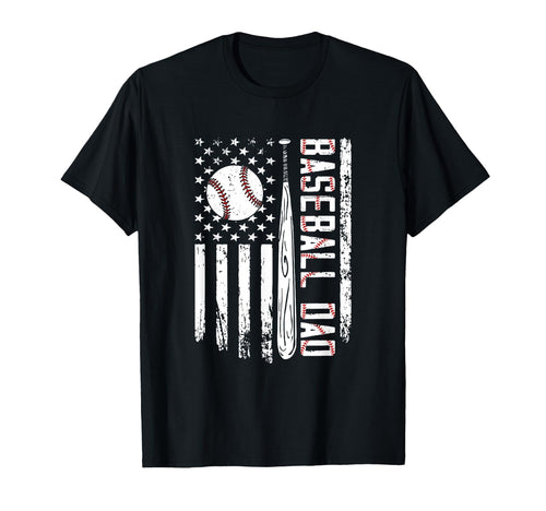 Funny Baseball Dad American Flag T-Shirt - Novelty Apparel for Adults - T-Shirt, Sweatshirt, Hoodie
