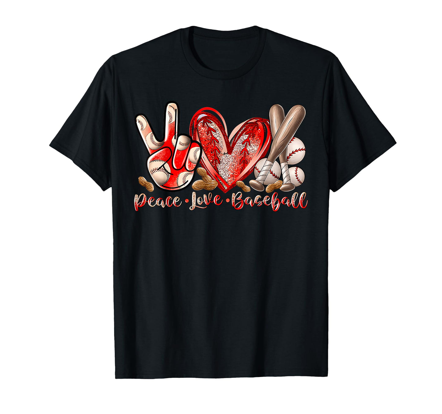 Peace Love Baseball Art Baseball Player T-Shirt - Minimalist Print Unisex - T-Shirt, Sweatshirt, Hoodie
