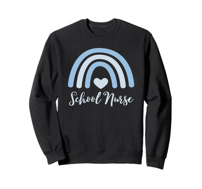 School Nurse Trendy Blue Rainbow Sweatshirt - Minimalist Print Unisex - T-Shirt, Sweatshirt, Hoodie