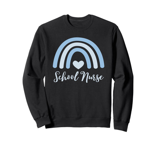 School Nurse Trendy Blue Rainbow Sweatshirt - Minimalist Print Unisex - T-Shirt, Sweatshirt, Hoodie