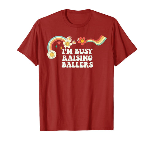 Groovy Im Busy Raising Ballers Art T-Shirt - Graphic Print for Adults - T-Shirt, Sweatshirt, Hoodie