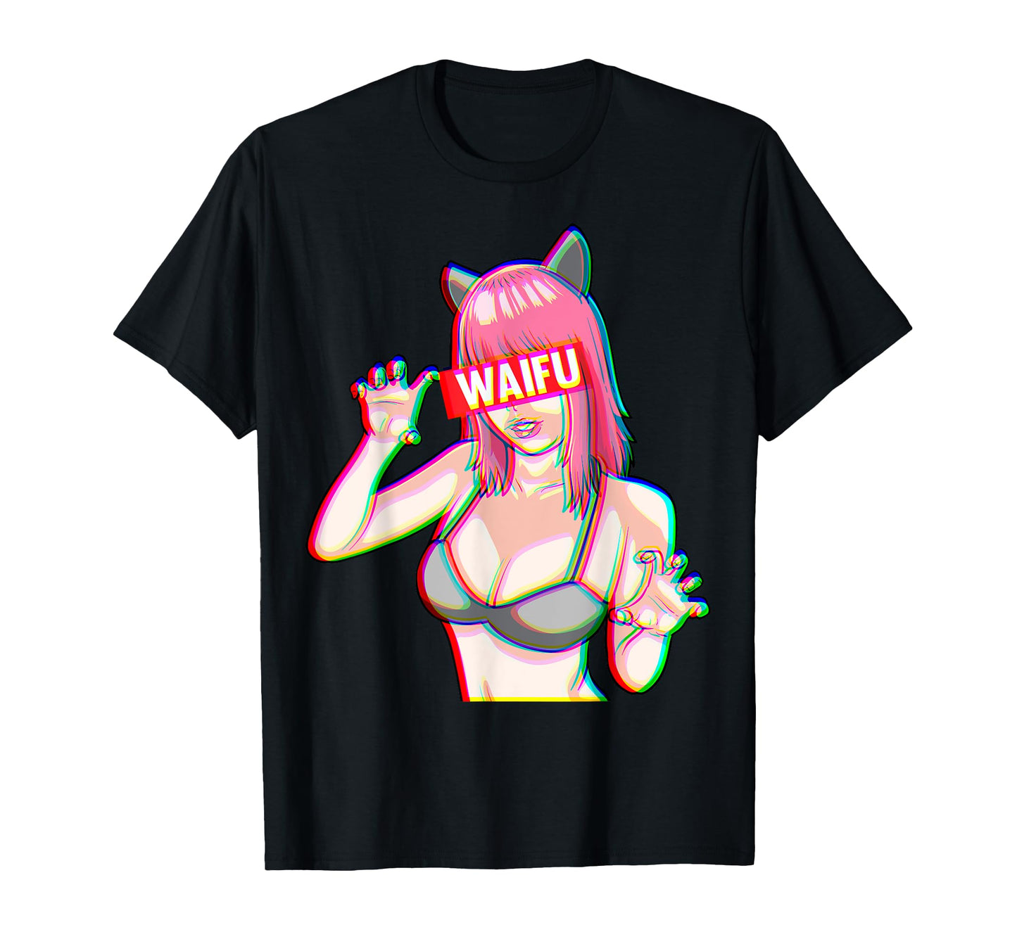 Glitch Waifu Aesthetic Anime Catgirl T-Shirt - Fun Novelty Design Unisex - T-Shirt, Sweatshirt, Hoodie