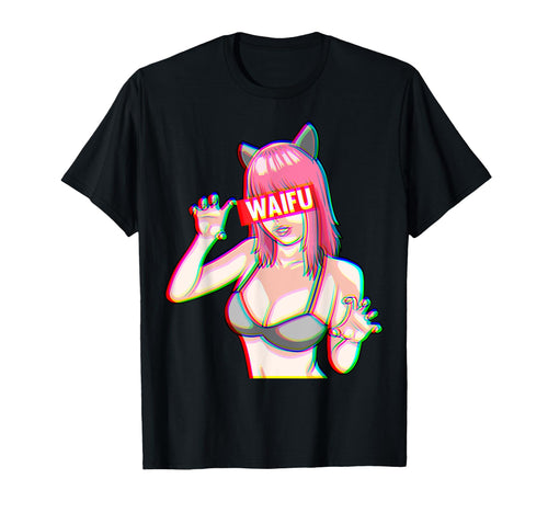 Glitch Waifu Aesthetic Anime Catgirl T-Shirt - Fun Novelty Design Unisex - T-Shirt, Sweatshirt, Hoodie
