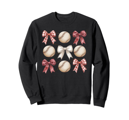 Baseball Coquette Bow Mom Sister Sweatshirt - Novelty Apparel for Adults - T-Shirt, Sweatshirt, Hoodie