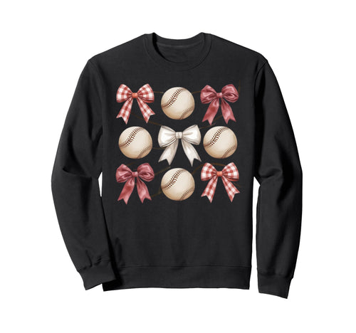 Baseball Coquette Bow Mom Sister Sweatshirt - Novelty Apparel for Adults - T-Shirt, Sweatshirt, Hoodie