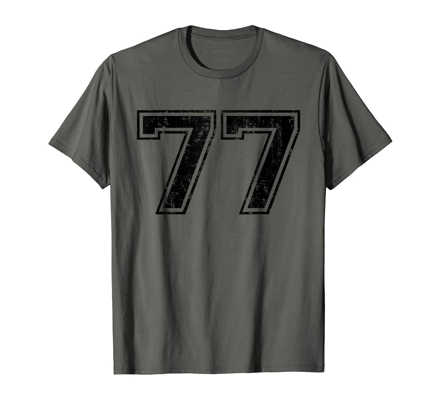 Number 77 Varsity Distressed Sport Team T-Shirt - Aesthetic Graphic Unisex - T-Shirt, Sweatshirt, Hoodie