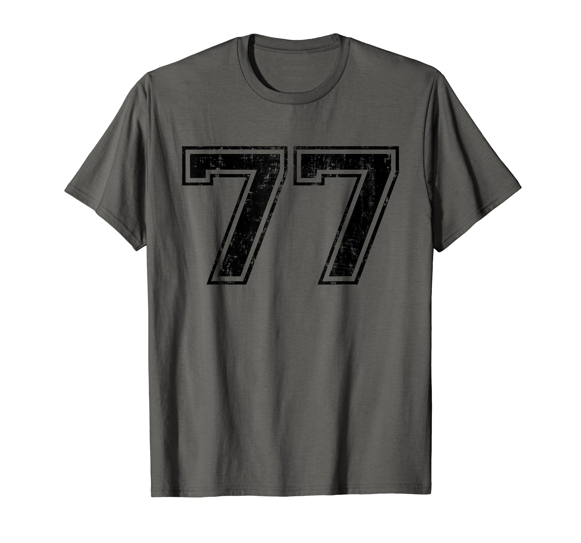 Number 77 Varsity Distressed Sport Team T-Shirt - Aesthetic Graphic Unisex - T-Shirt, Sweatshirt, Hoodie
