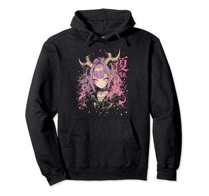 Goth Grunge Demon Anime Waifu Horror Hoodie - Minimalist Print Men Women - T-Shirt, Sweatshirt, Hoodie