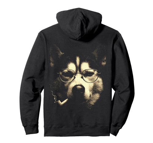 Siberian Husky Glasses Smoking Pipe Hoodie - Novelty Apparel Men Women - T-Shirt, Sweatshirt, Hoodie