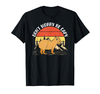 Dont Worry Be Capy Rainbow Motivational T-Shirt - Graphic Print Unisex - T-Shirt, Sweatshirt, Hoodie