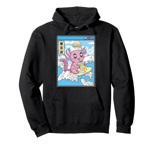 Surfing Axolotl Drinking Banana Milk Hoodie - Streetwear Style Men Women - T-Shirt, Sweatshirt, Hoodie