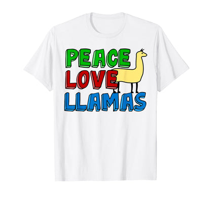 Peace Love Llamas T-Shirt - Novelty Apparel Unisex - T-Shirt, Sweatshirt, Hoodie