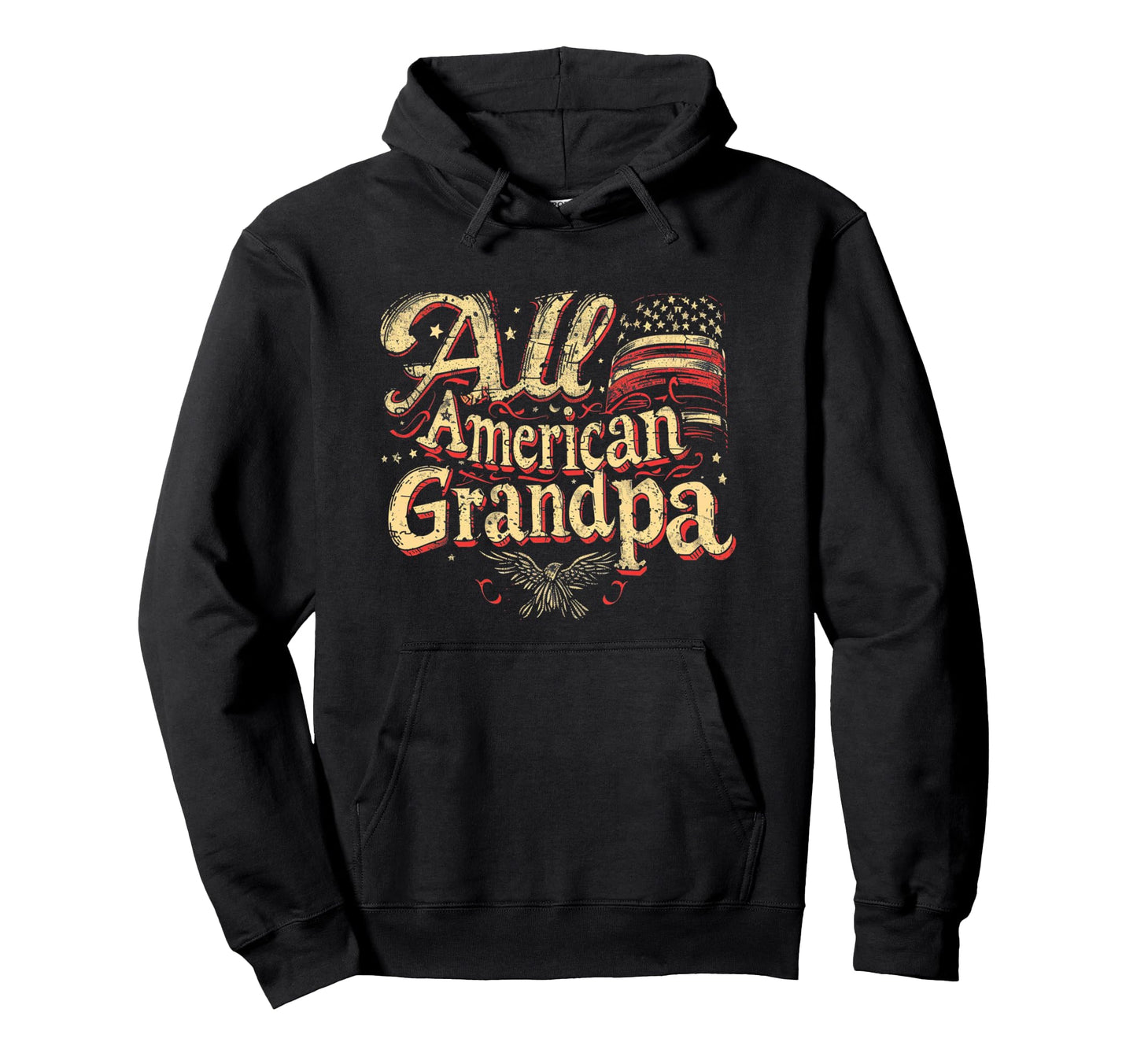 Grandpa 4Th July American Flag Fathers Day Hoodie - Custom Art Print Unisex - T-Shirt, Sweatshirt, Hoodie
