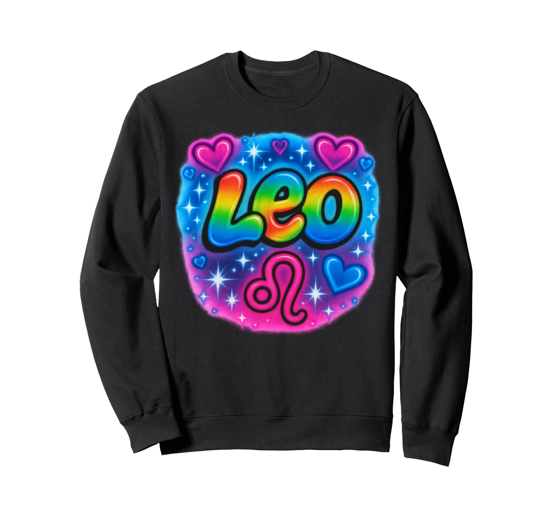 Leo Zodiac Sign Rainbow Airbrush Sweatshirt - Trendy Graphic for Adults - T-Shirt, Sweatshirt, Hoodie