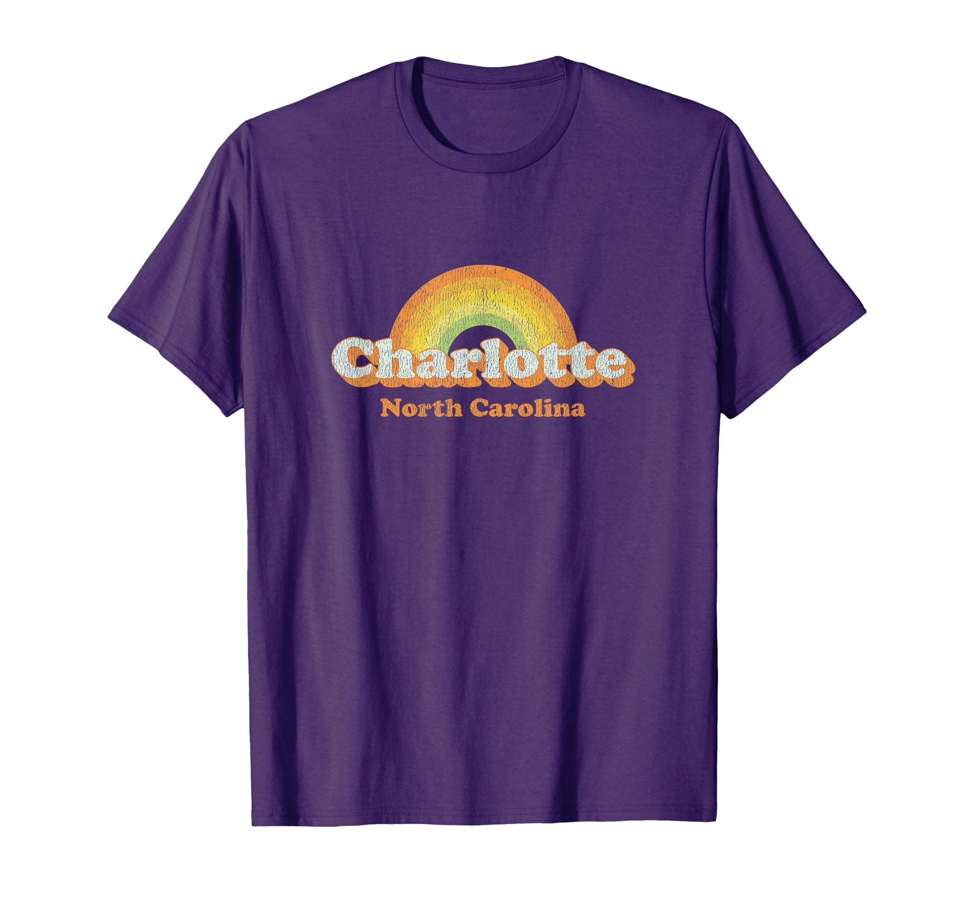 Charlotte Nc 70S Rainbow T-Shirt - Unique Graphic for Adults - T-Shirt, Sweatshirt, Hoodie